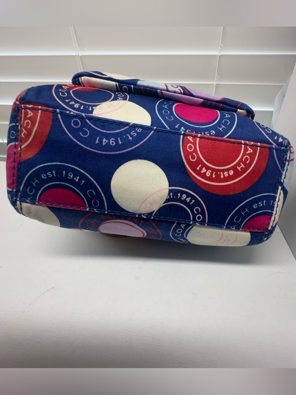 Coach Small Leah Multicolor Polka-Dot Print Bag - Picture 5 of 13